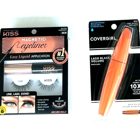 Kiss Other - NEW Magnetic Eyelashes w/ Eyeliner & Covergirl Mascara Very Black never opened